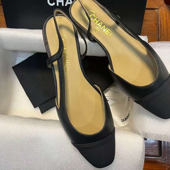 Chanel Black Slingback Flats 39 - New with Box - Picture 1 of 8
